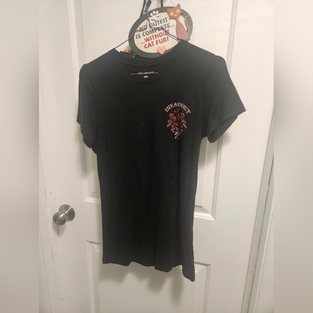 InkAddict No Pain No Gain Tattoo Roses Tee Punk Goth